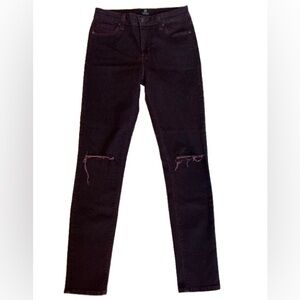 Just Black - Burgundy High-Rise Distressed Skinny Jeans - Size 27
